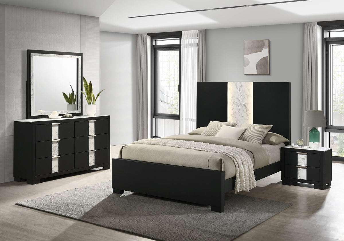 Rangley Black Queen Panel Bed - Ornate Home