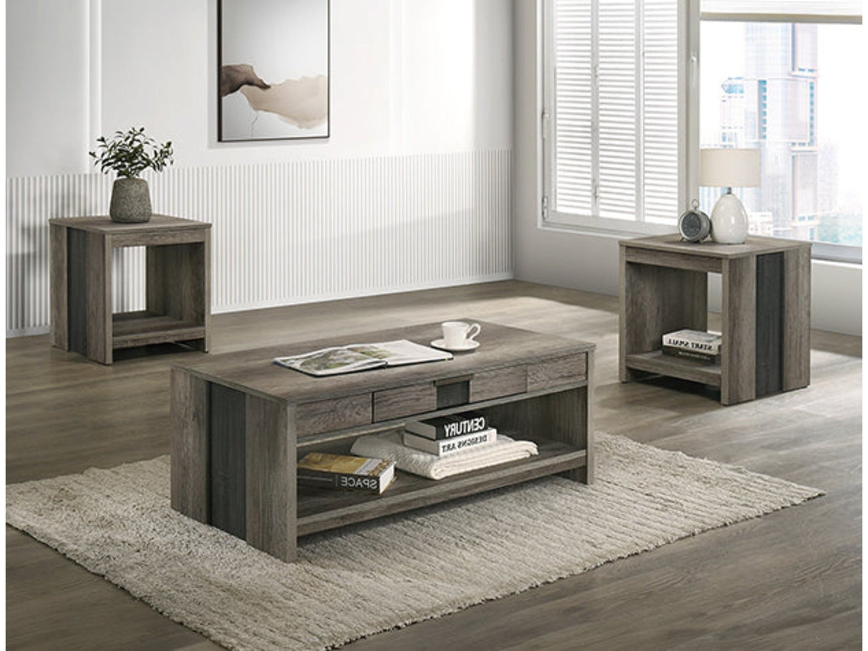 Rangley Grey/Brown 3-Piece Cocktail Set - Ornate Home