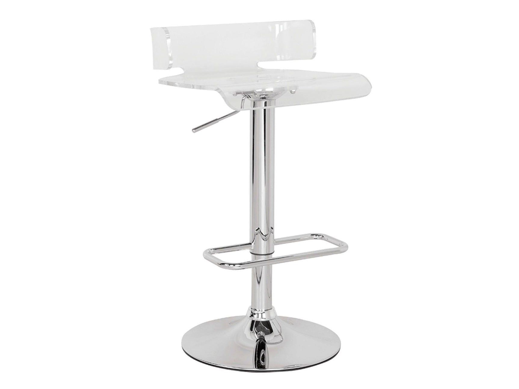 Rania Clear & Chrome Adjustable Stool (1Pc) - Ornate Home