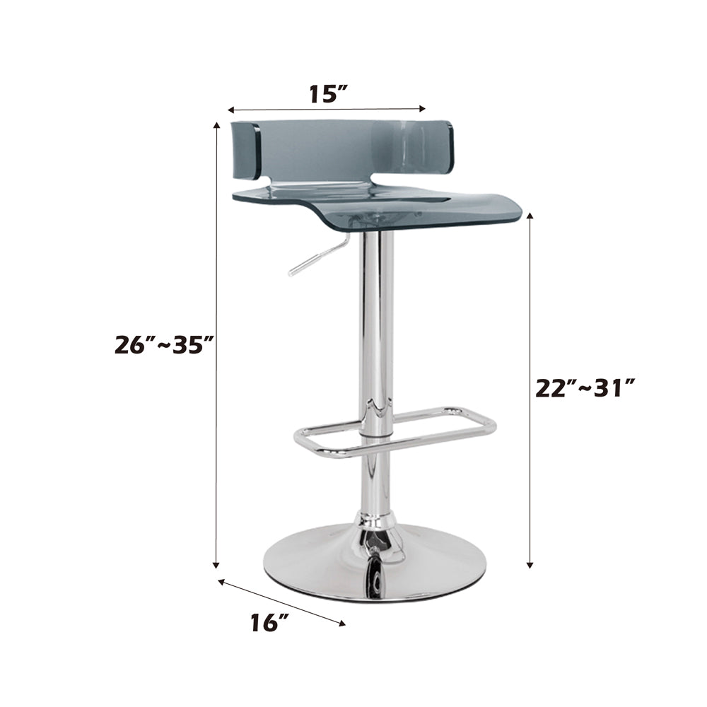 Rania Gray & Chrome Adjustable Stool (1Pc) - Ornate Home