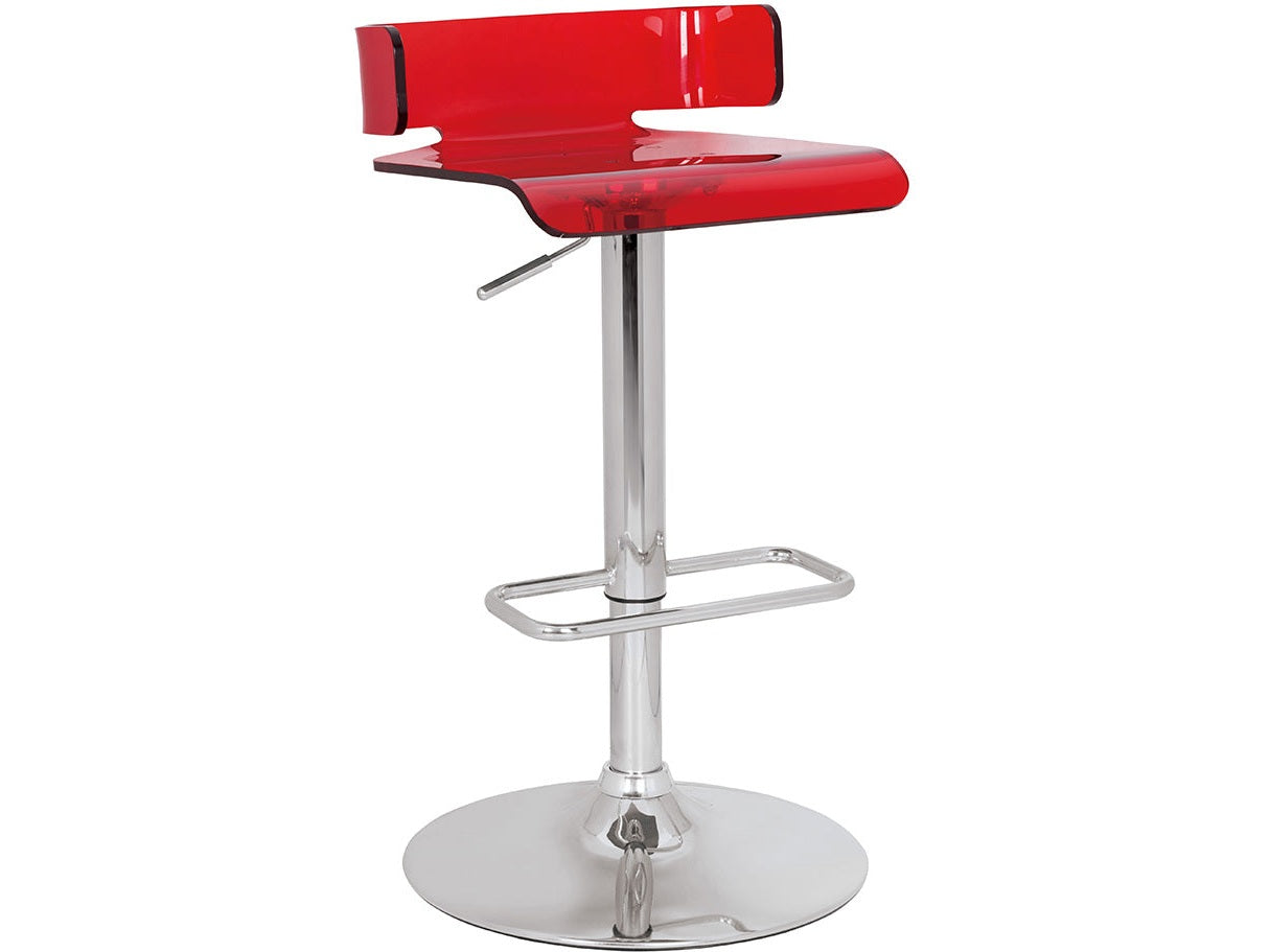 Rania Red & Chrome Adjustable Stool (1Pc) - Ornate Home