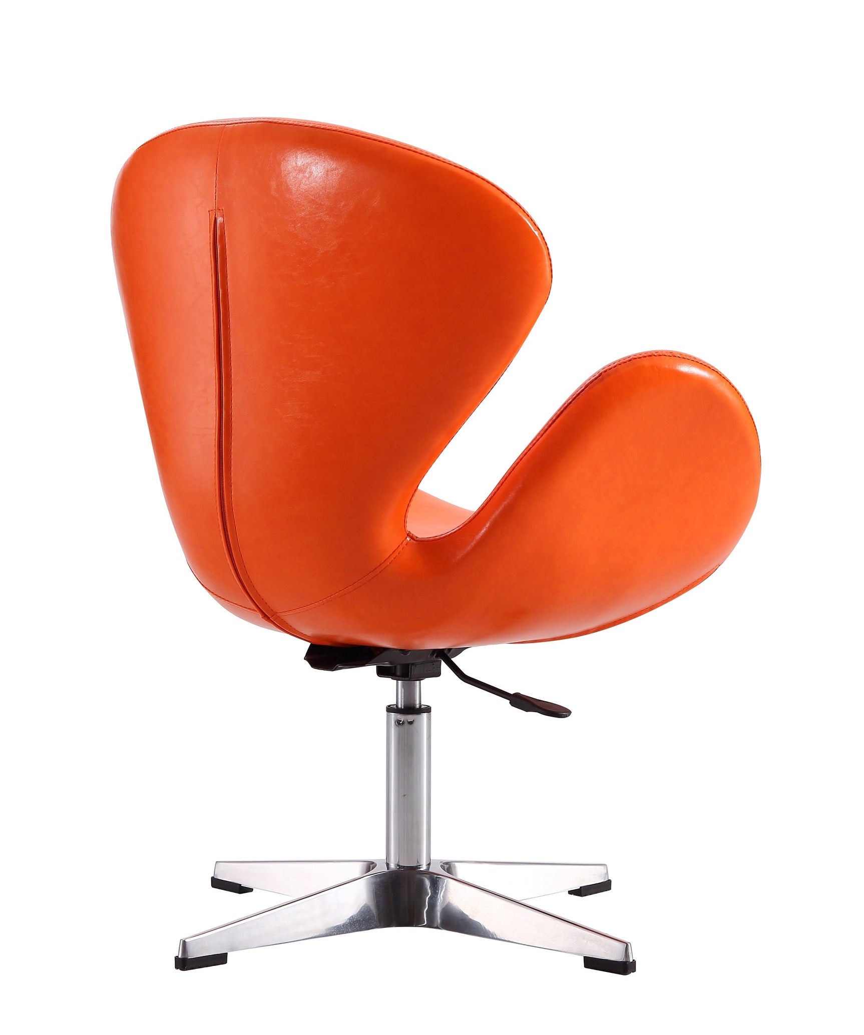 Raspberry Faux Leather Adjustable Swivel Chair in Tangerine and Polished Chrome (set of 2) - Ornate Home