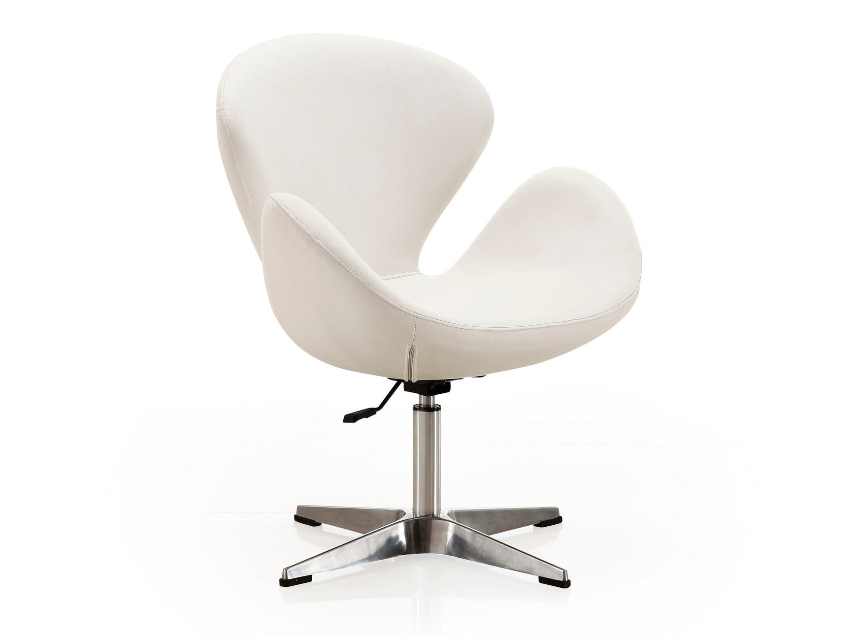 Raspberry Faux Leather Adjustable Swivel Chair in White and Polished Chrome - Ornate Home