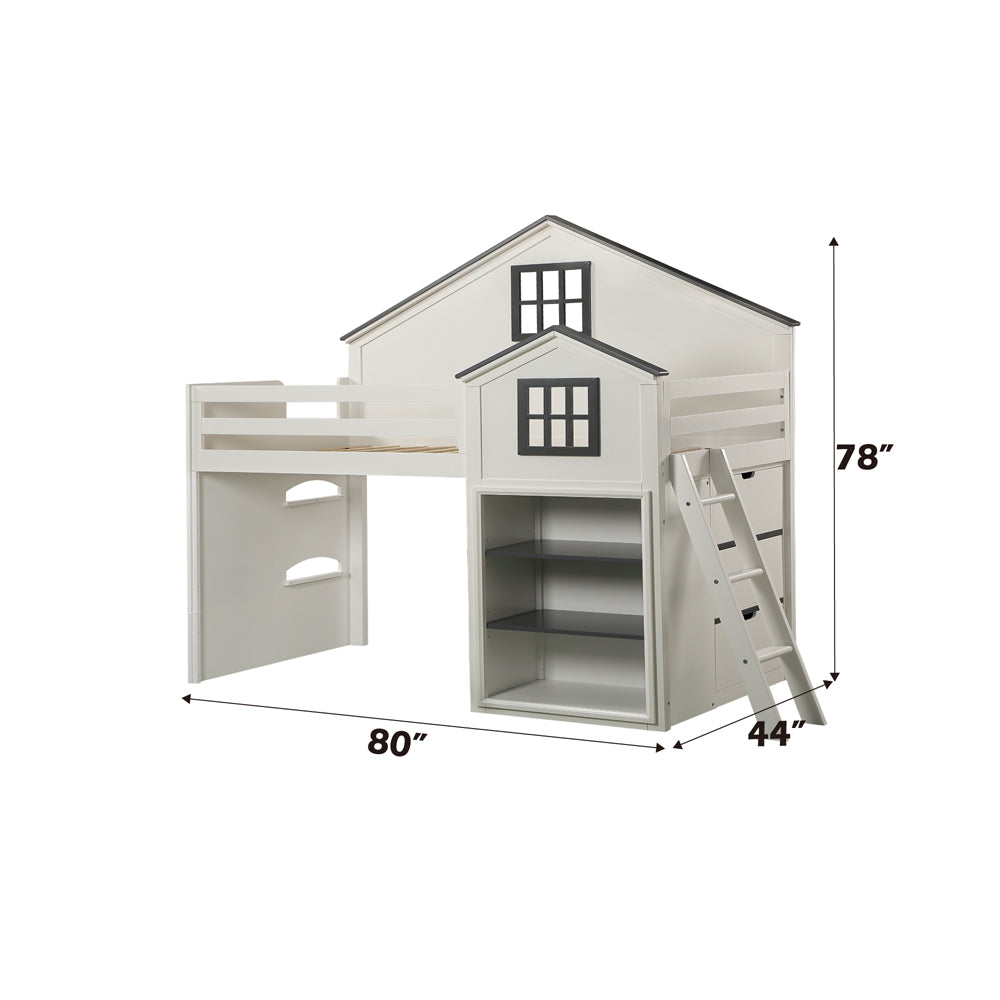 Ratana Gray & White Loft Bed - Ornate Home