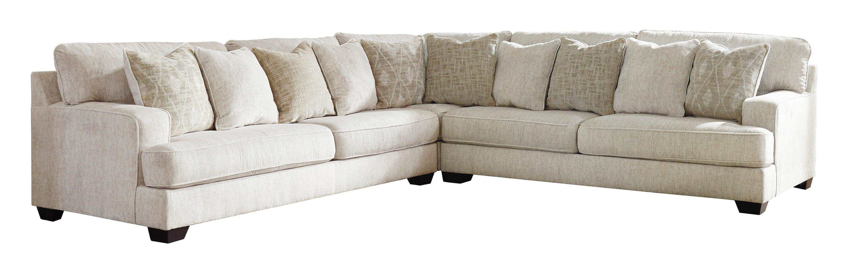Rawcliffe Parchment 3pc Symmetrical Sectional Sofa w/ Ottoman - Ornate Home