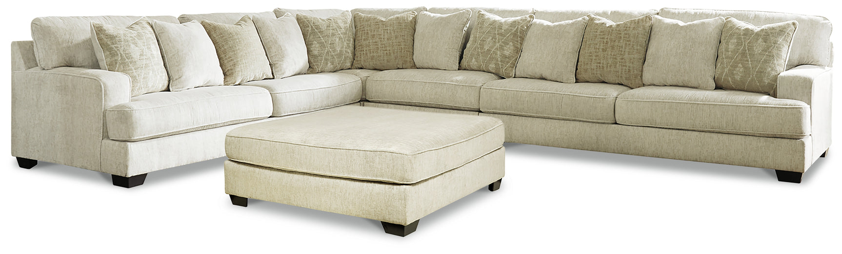 Rawcliffe Parchment 4-Piece Sectional with Ottoman (Online Special Price) - Ornate Home