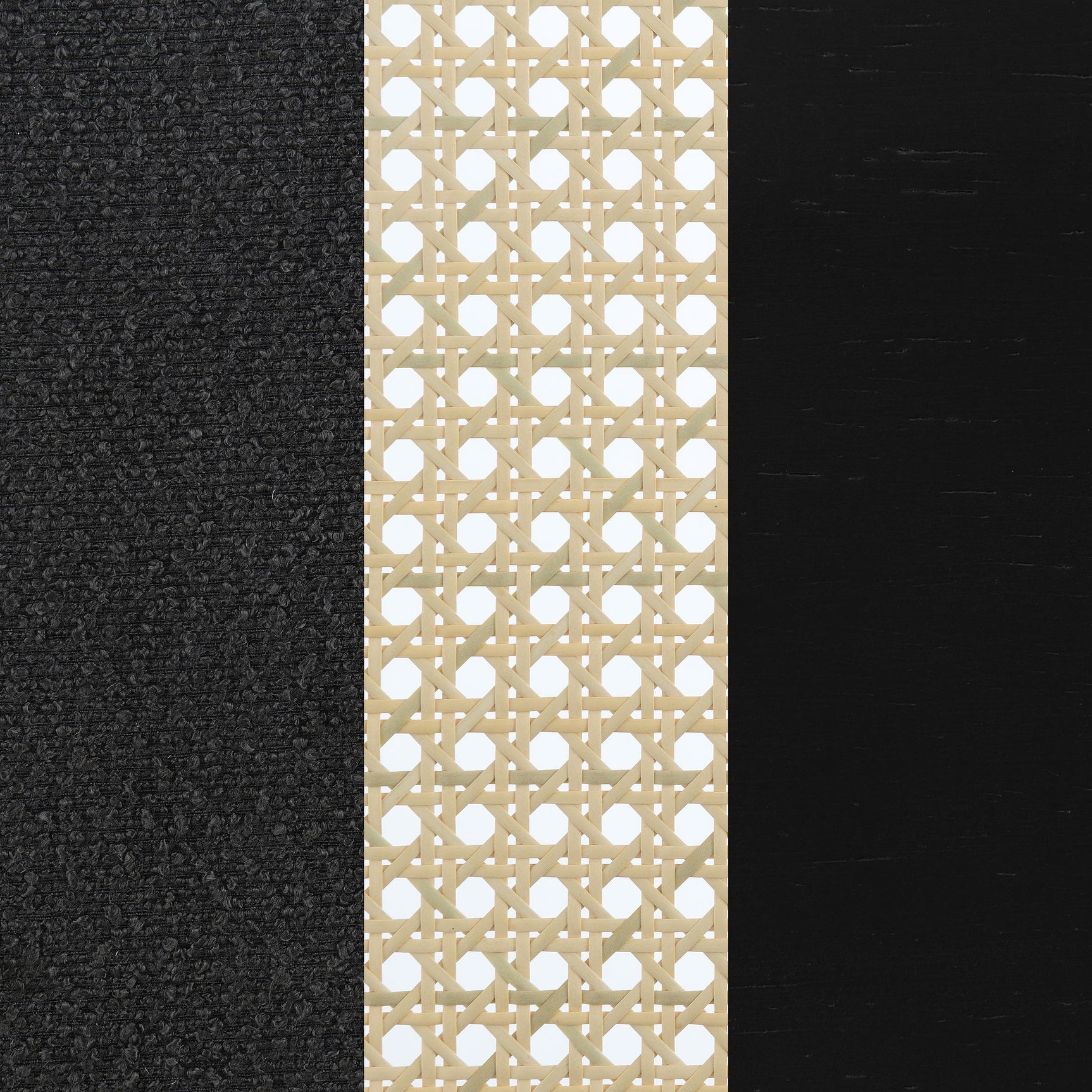 Rayo Black Rattan Cane Back Accent Chair with Padded Seat - Ornate Home