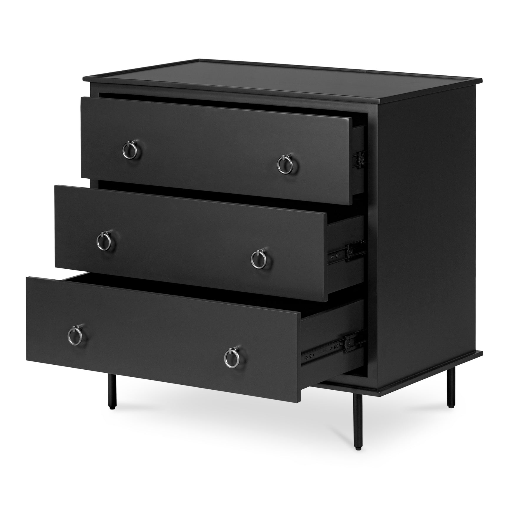 Reagan Black 3 Drawer Nightstand - Ornate Home