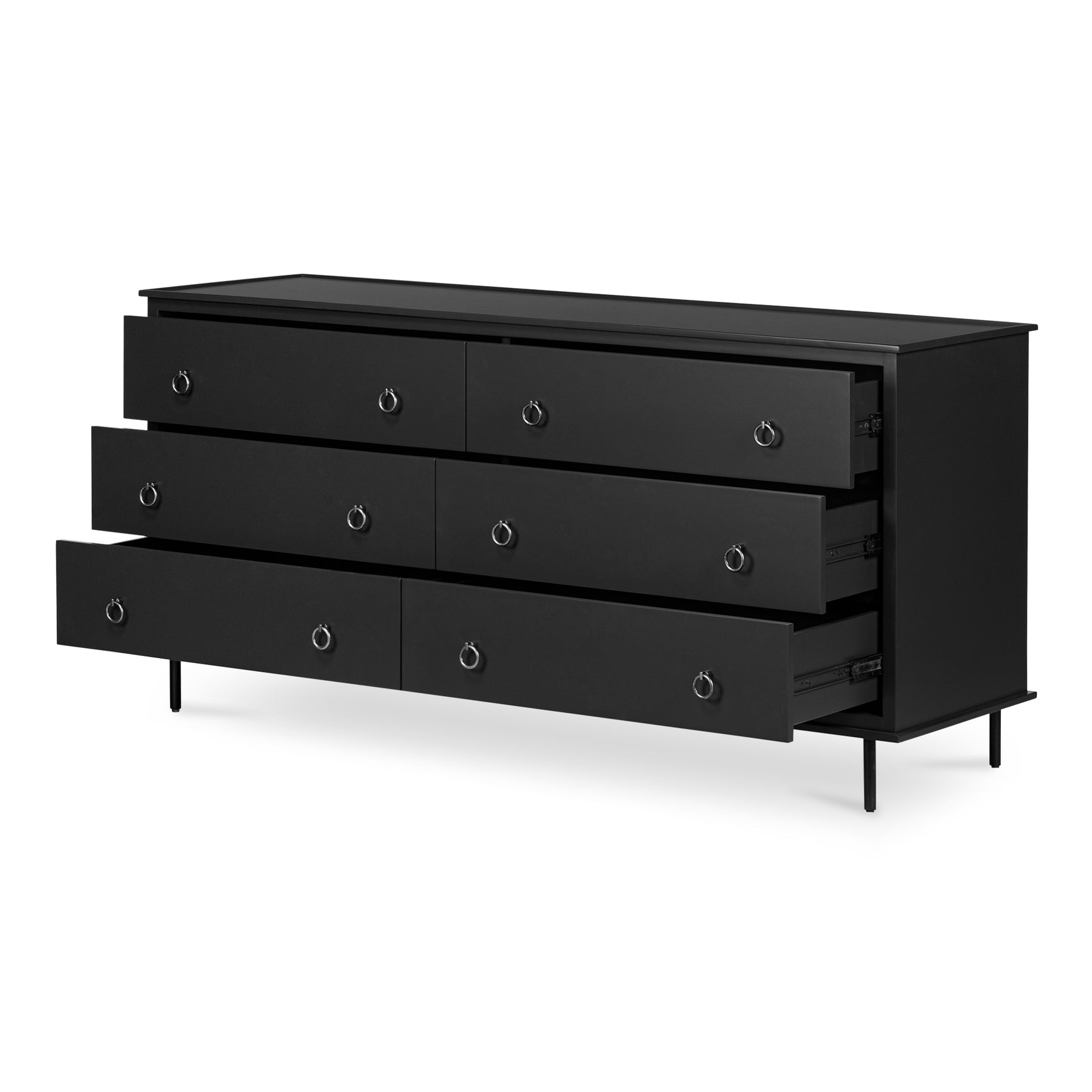 Reagan Black 6 Drawer Dresser - Ornate Home