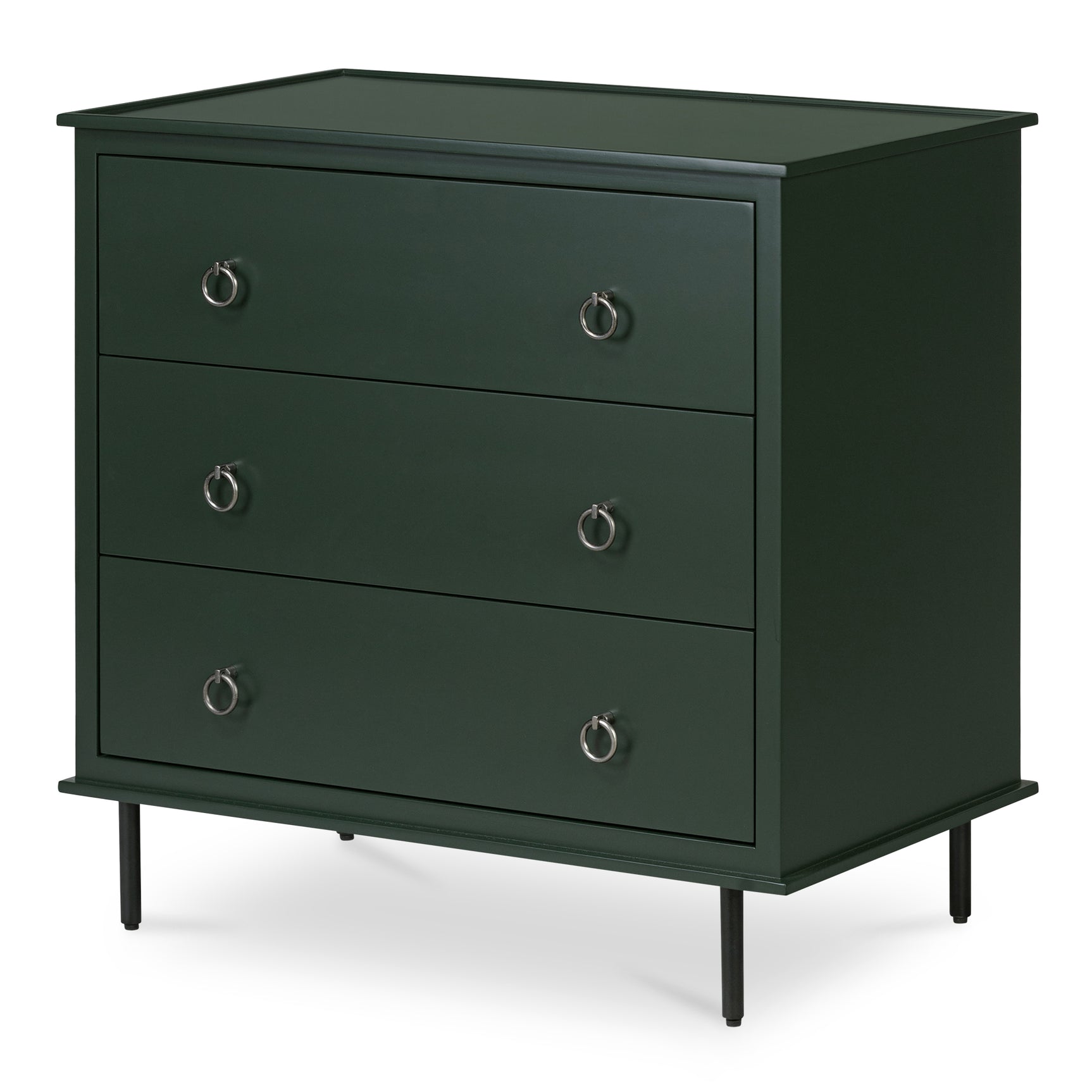 Reagan Deep Green 3 Drawer Nightstand - Ornate Home