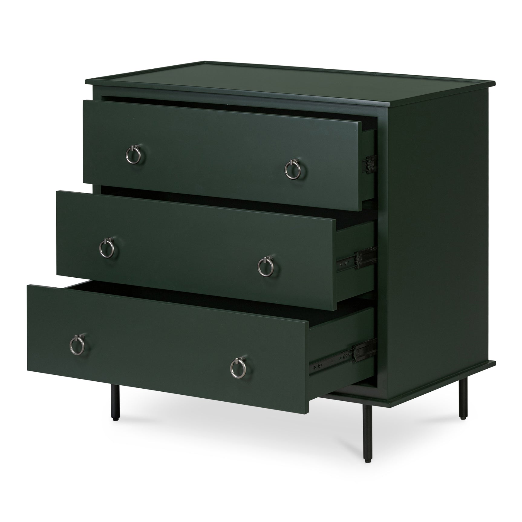 Reagan Deep Green 3 Drawer Nightstand - Ornate Home