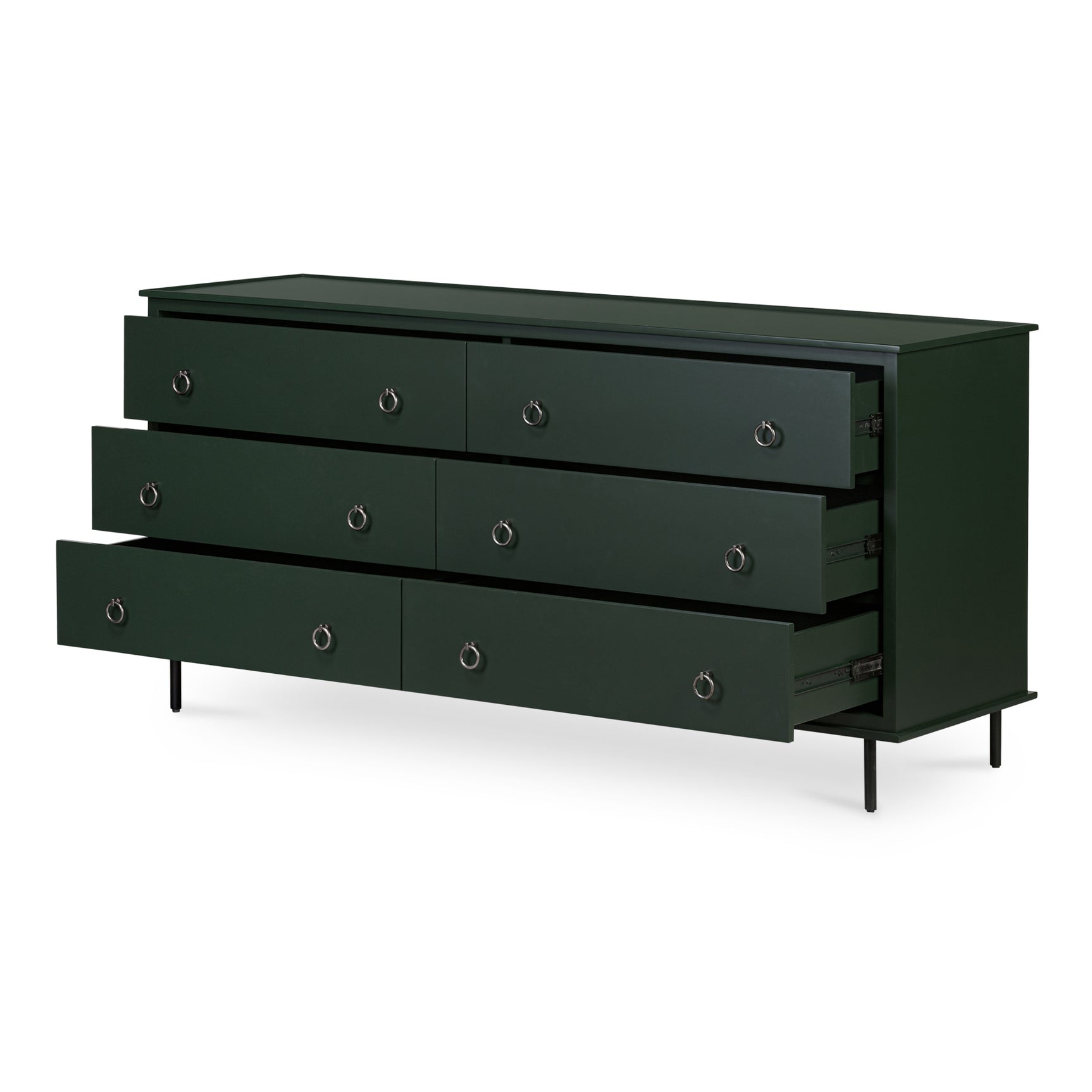 Reagan Deep Green 6 Drawer Dresser - Ornate Home