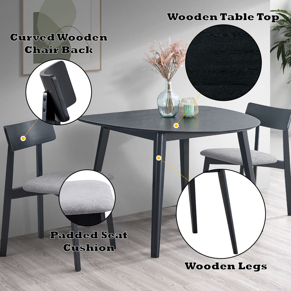 Real Gray Linen & Black Side Chair (Set of 2) - Ornate Home
