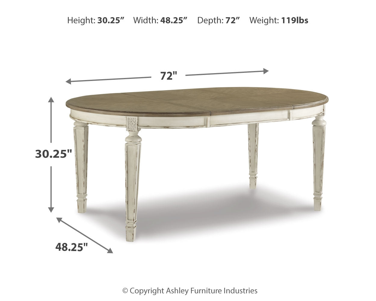 Realyn Chipped White Dining Table and 6 Chairs with Server (Online Special Price) - Ornate Home