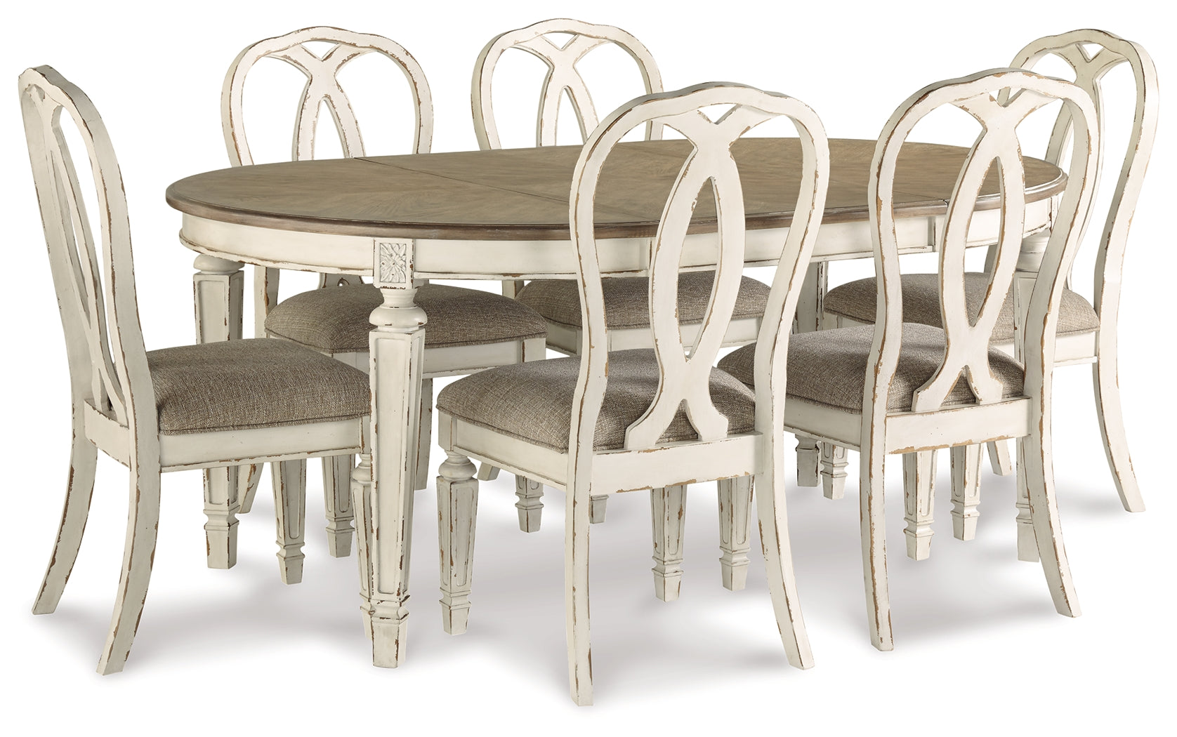 Realyn Chipped White Dining Table with 6 Chairs (Online Special Price) - Ornate Home