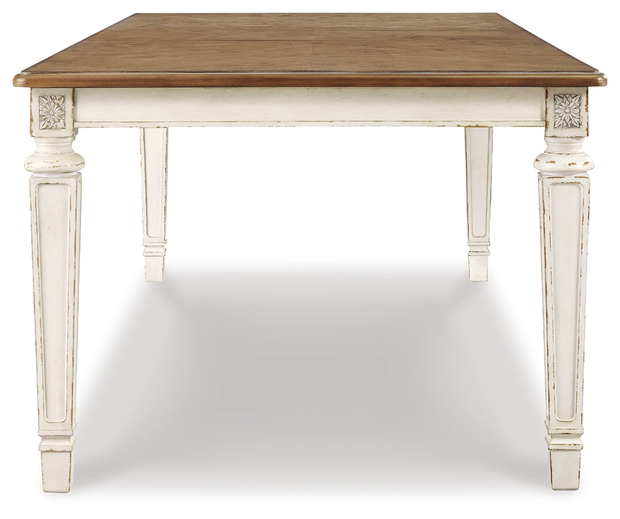 Realyn Chipped White Extension Dining Table and 4 Chairs - Ornate Home