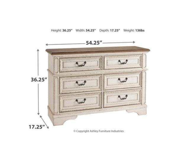 Realyn Mirrored Dresser w/ 6 Drawers - Ornate Home