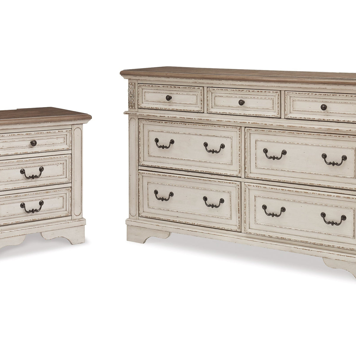 2 tone dresser Ashley Furniture Realyn Two-tone Dresser and 2 Nightstands