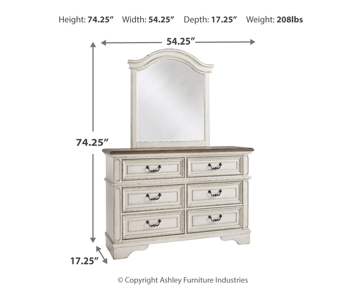 Realyn Two-tone Full Panel Bedroom Set with Dresser and Mirror - Ornate Home