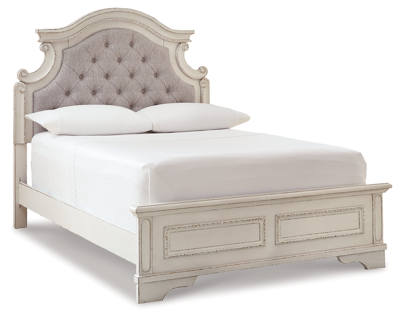 Realyn Two-tone Full Upholstered Panel Bedroom Set with Dresser, Mirror, Chest and 2 Nightstands (Online Special Price) - Ornate Home