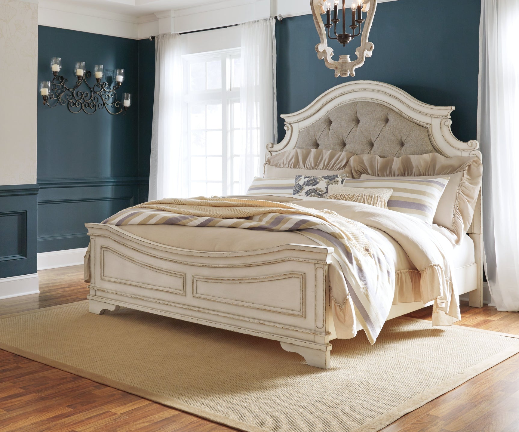 Realyn Two-tone King Panel Bed & Dresser & Mirror & 2 Nightstands (Online Special Price) - Ornate Home