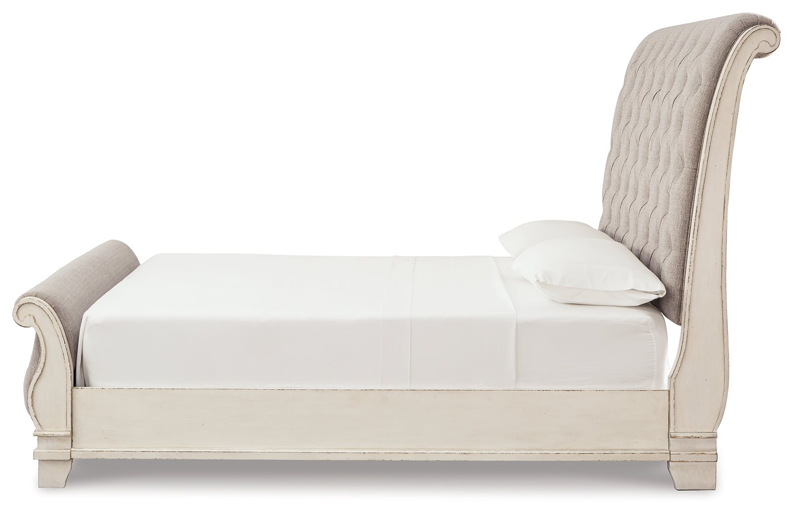 Realyn Two-tone King Sleigh Bedroom Set with Dresser Mirror and Nightstand (Online Special Price) - Ornate Home