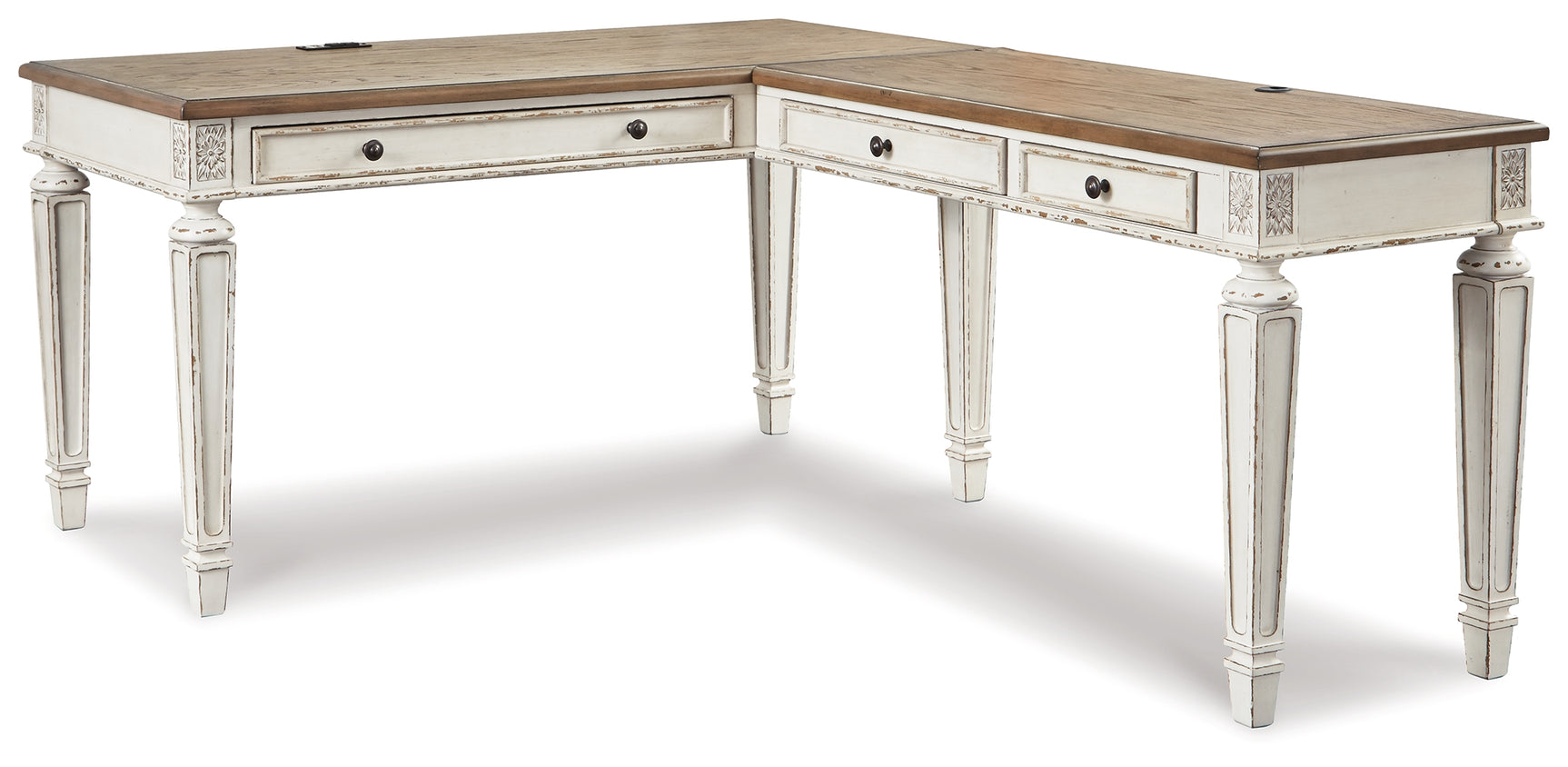 Realyn Two-tone Lift-top Desk, L-shaped Desk and 4 Bookcases - Ornate Home