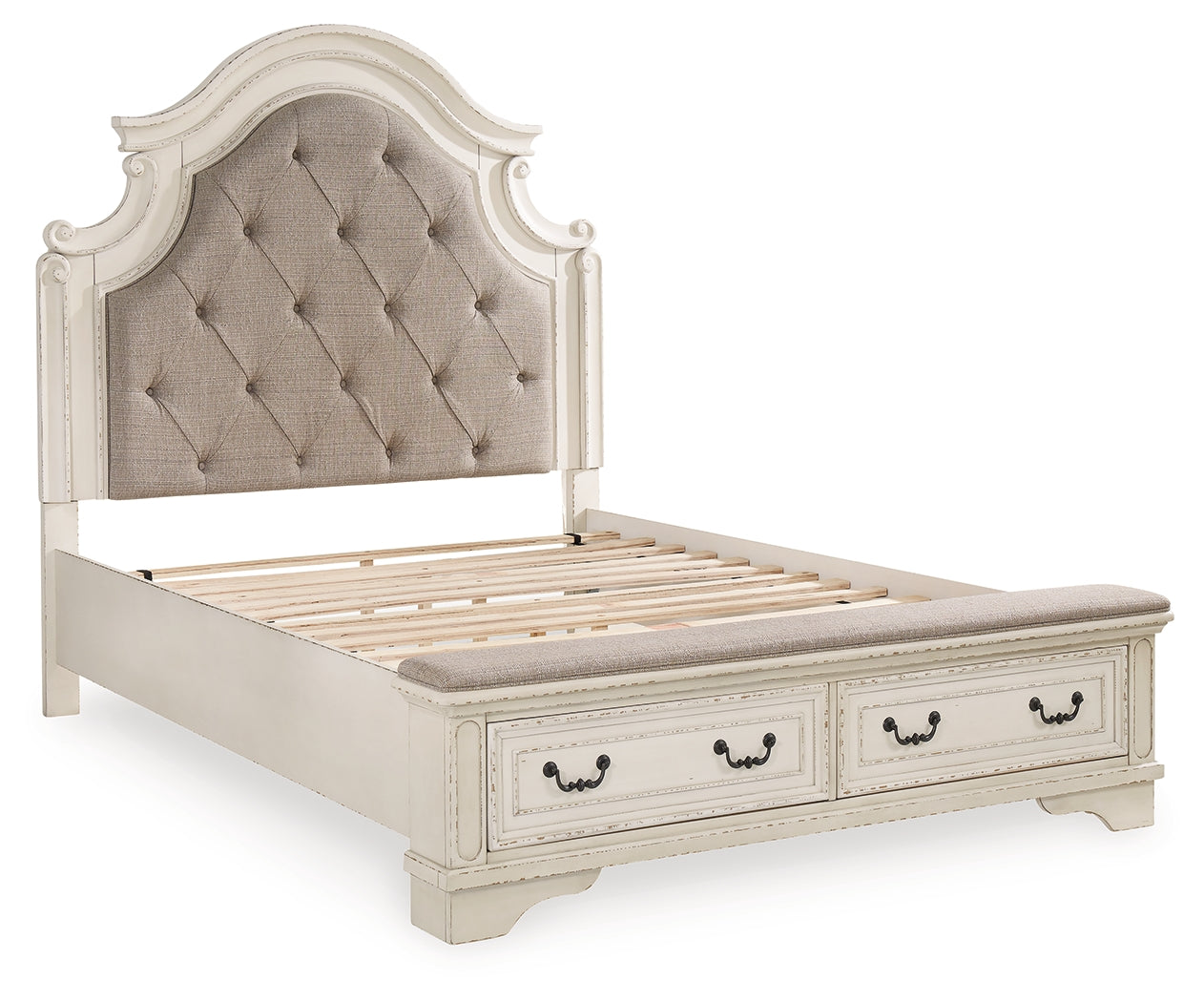 Realyn Two-tone Queen Upholstered Bedroom Set with Dresser, Mirror, Chest and Nightstand (Online Special Price) - Ornate Home