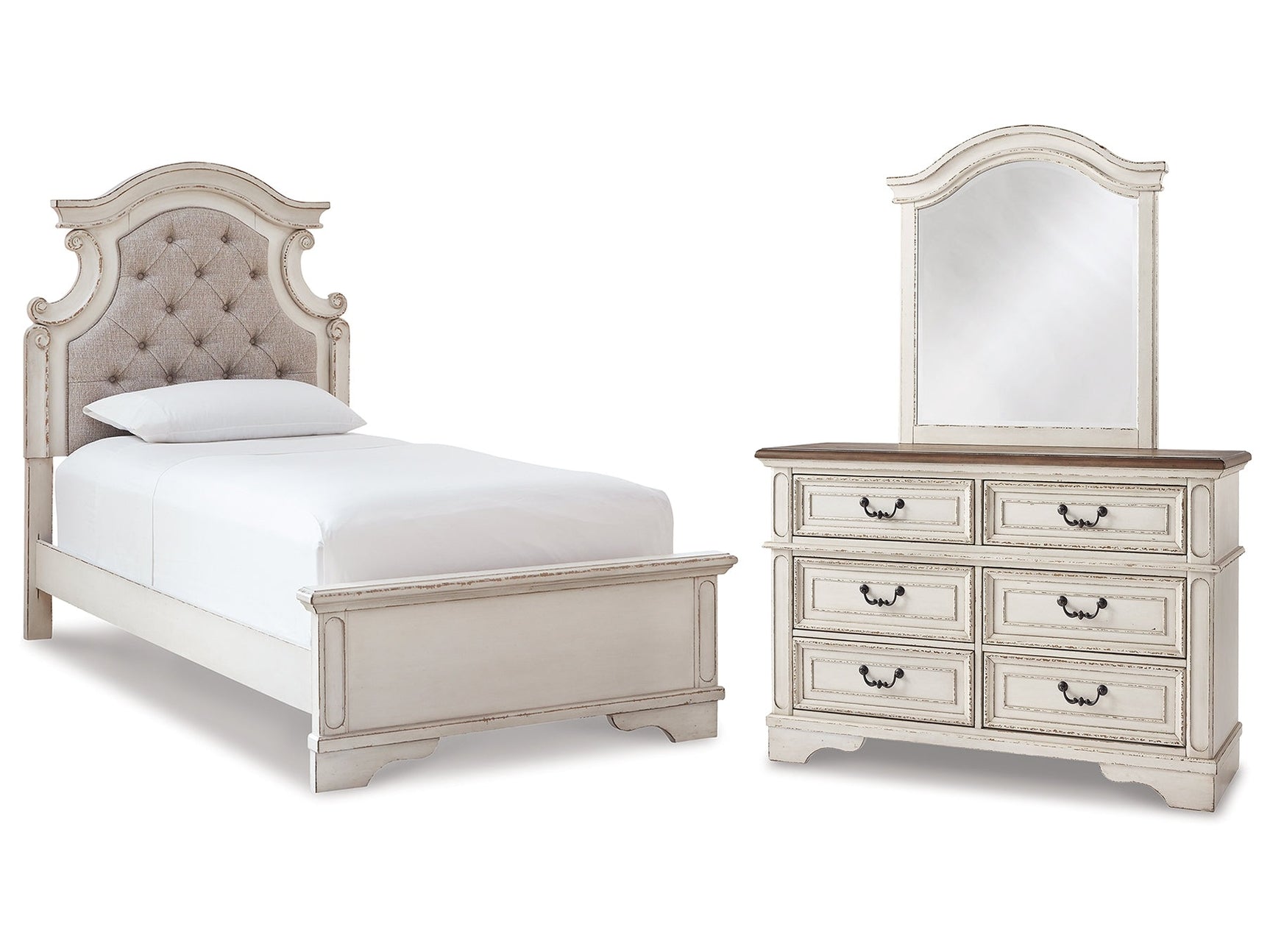 Realyn Two-tone Twin Bedroom Set with Dresser and Mirror - Ornate Home