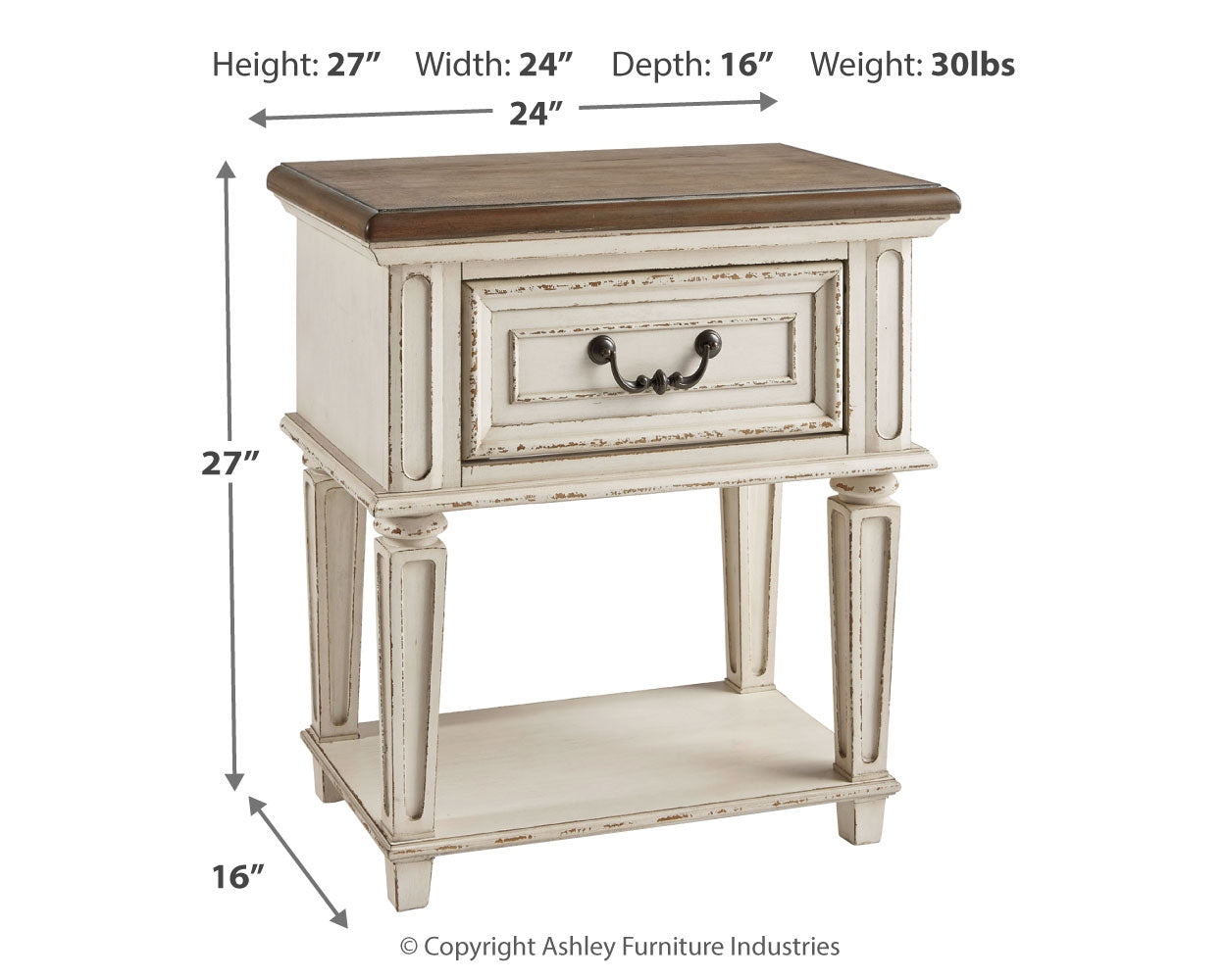 Realyn Two-tone Twin Panel Bed, Chest and Nightstand (Online Special Price) - Ornate Home