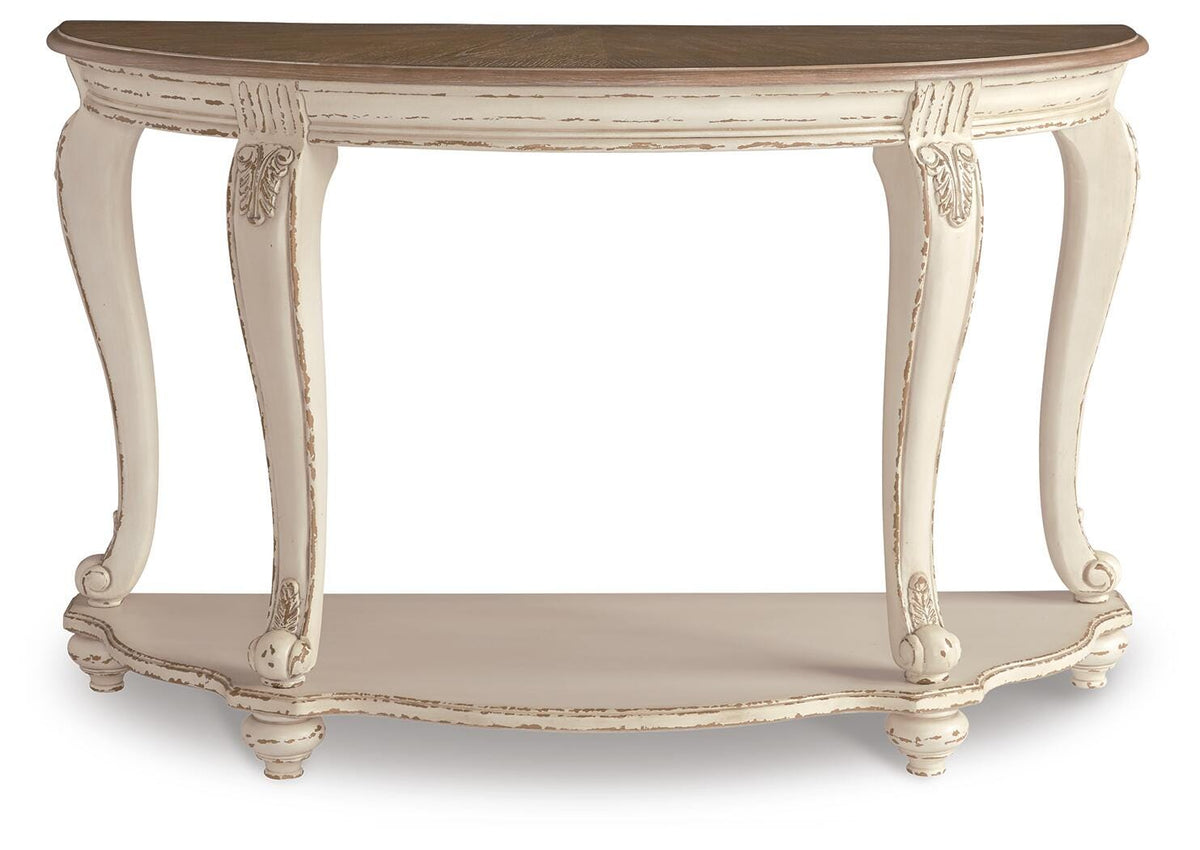 Realyn White/Brown Coffee Table, 2 End Tables and Console Table - Ornate Home