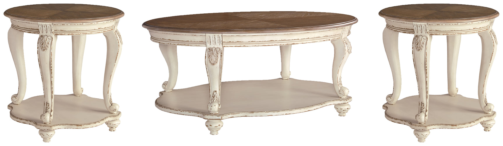 Realyn White/Brown Coffee Table and 2 End Tables (Online Special Price) - Ornate Home