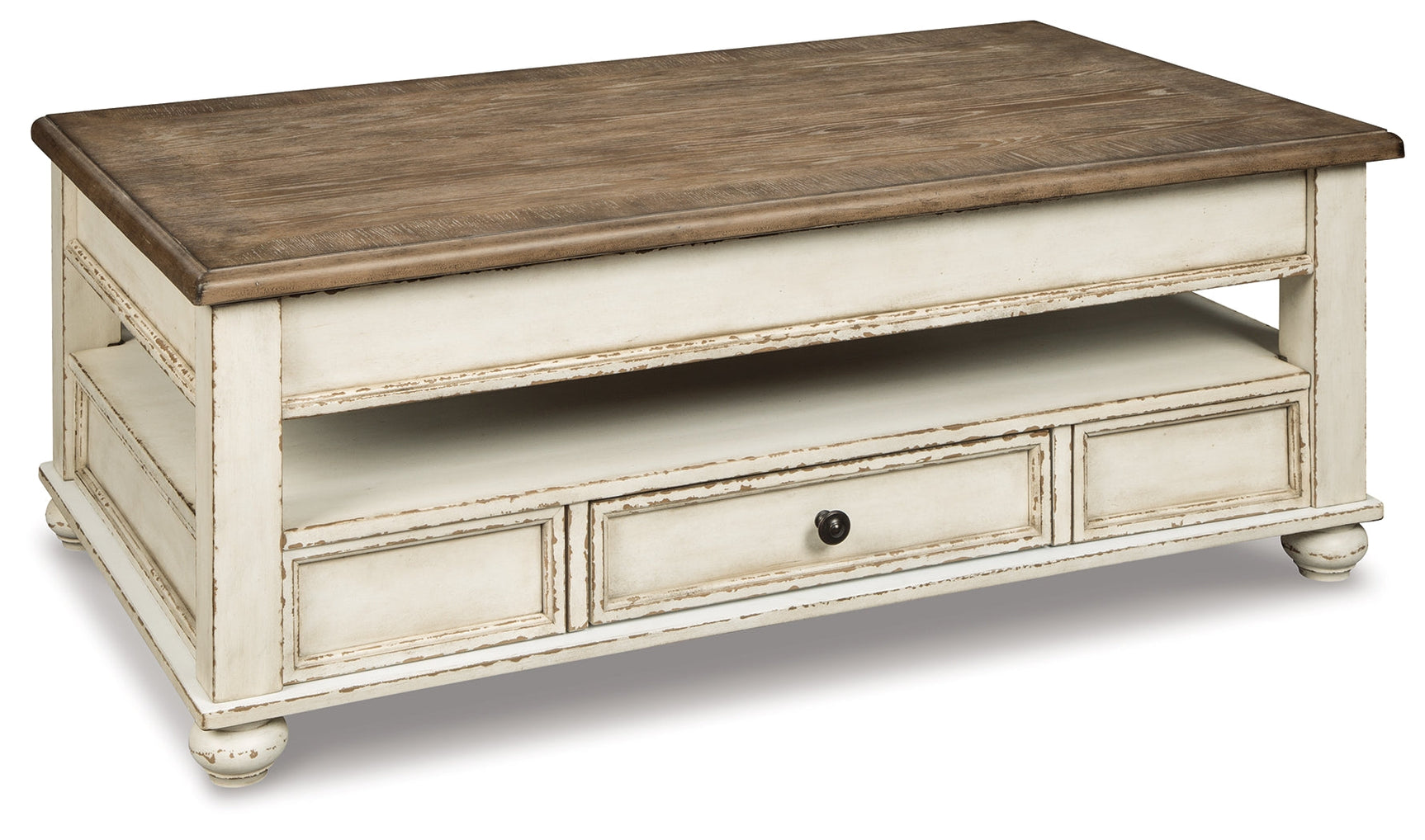 Realyn White/Brown Coffee Table with Lift Top - Ornate Home