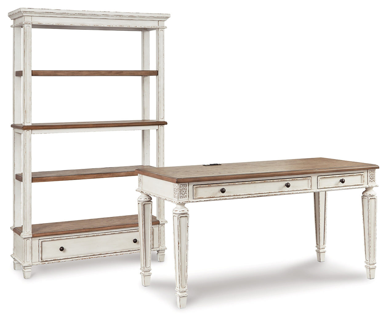Realyn White/Brown Desk and Bookcase (Online Special Price) - Ornate Home