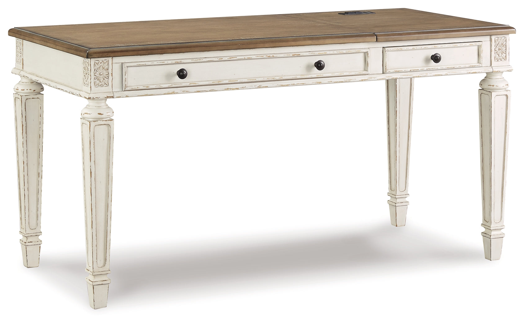 Realyn White/Brown Home Office Lift Top Desk (Online Special Price) - Ornate Home