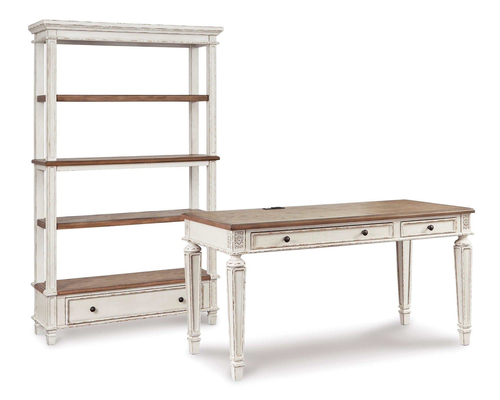 Realyn White/Brown Home Office Set / 2pc - Ornate Home