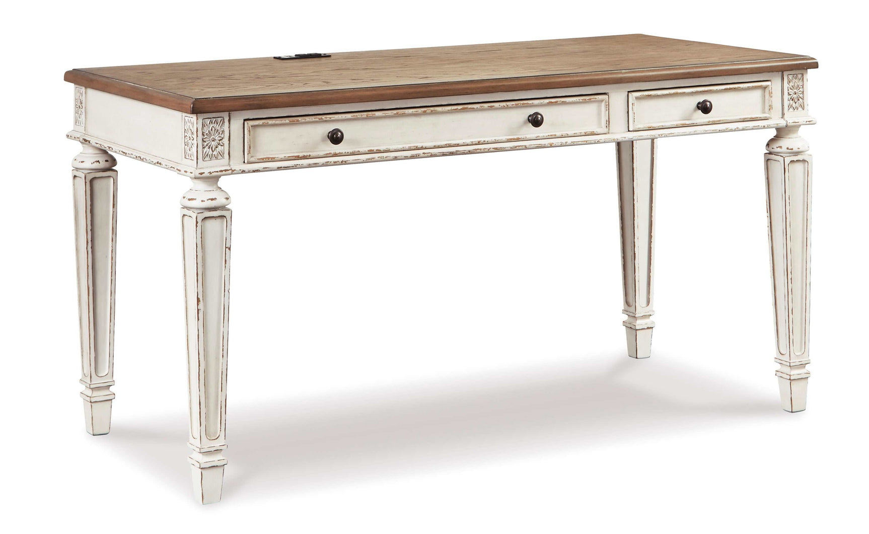 Realyn White/Brown Home Office Set / 2pc - Ornate Home