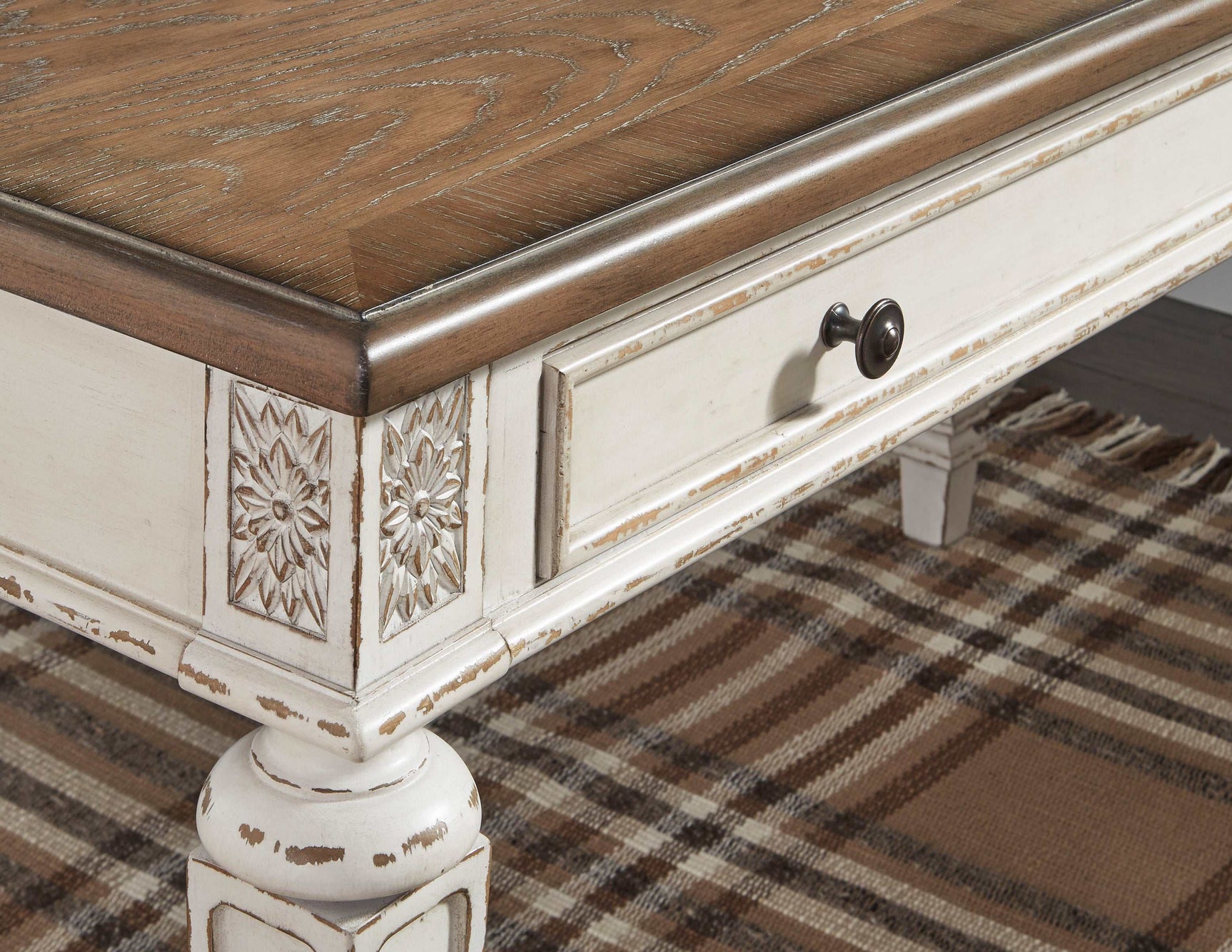 Realyn White/Brown Home Office Set / 2pc - Ornate Home