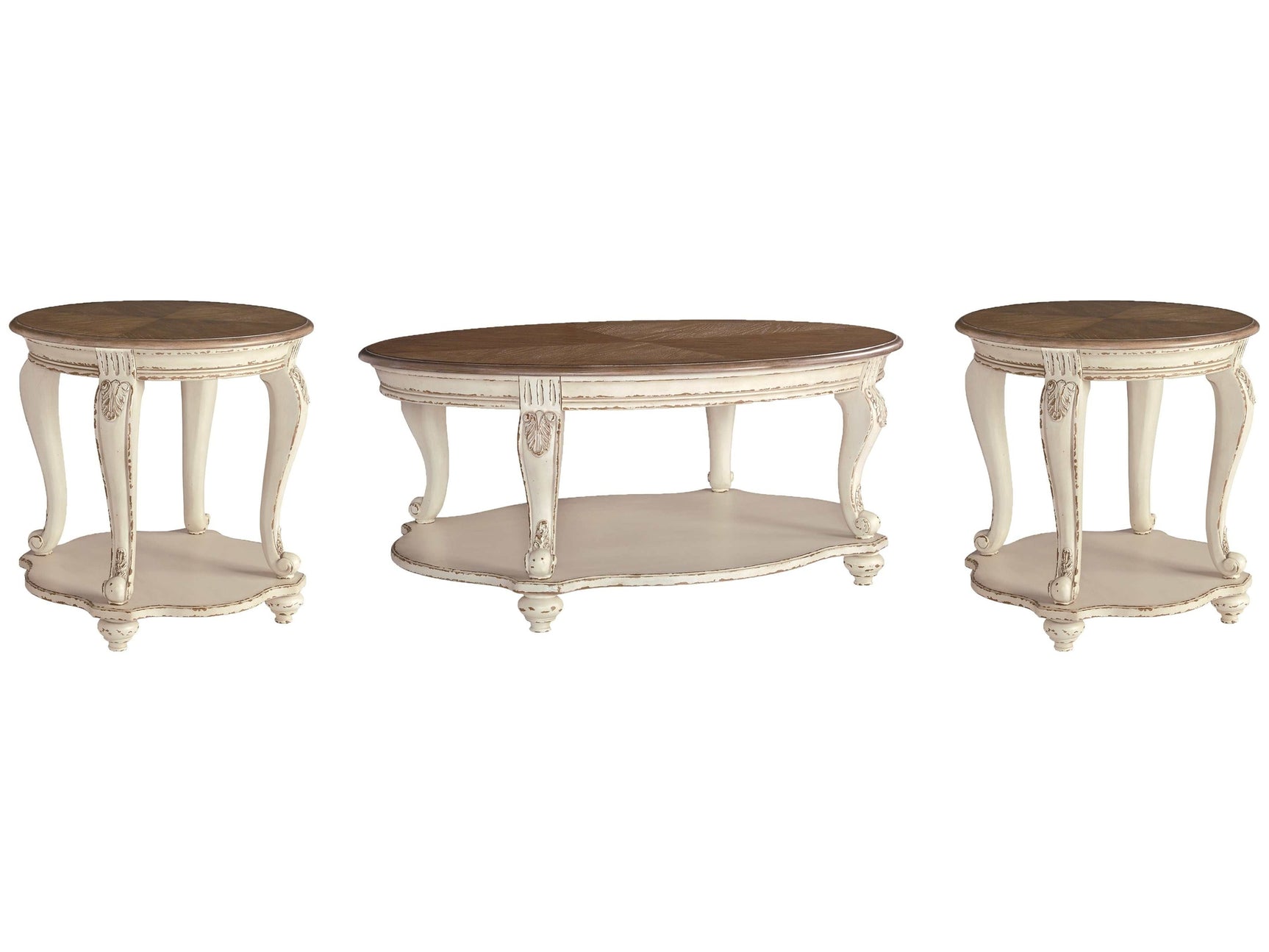 Realyn White/Brown Occasional Table Set / 3pc - Ornate Home