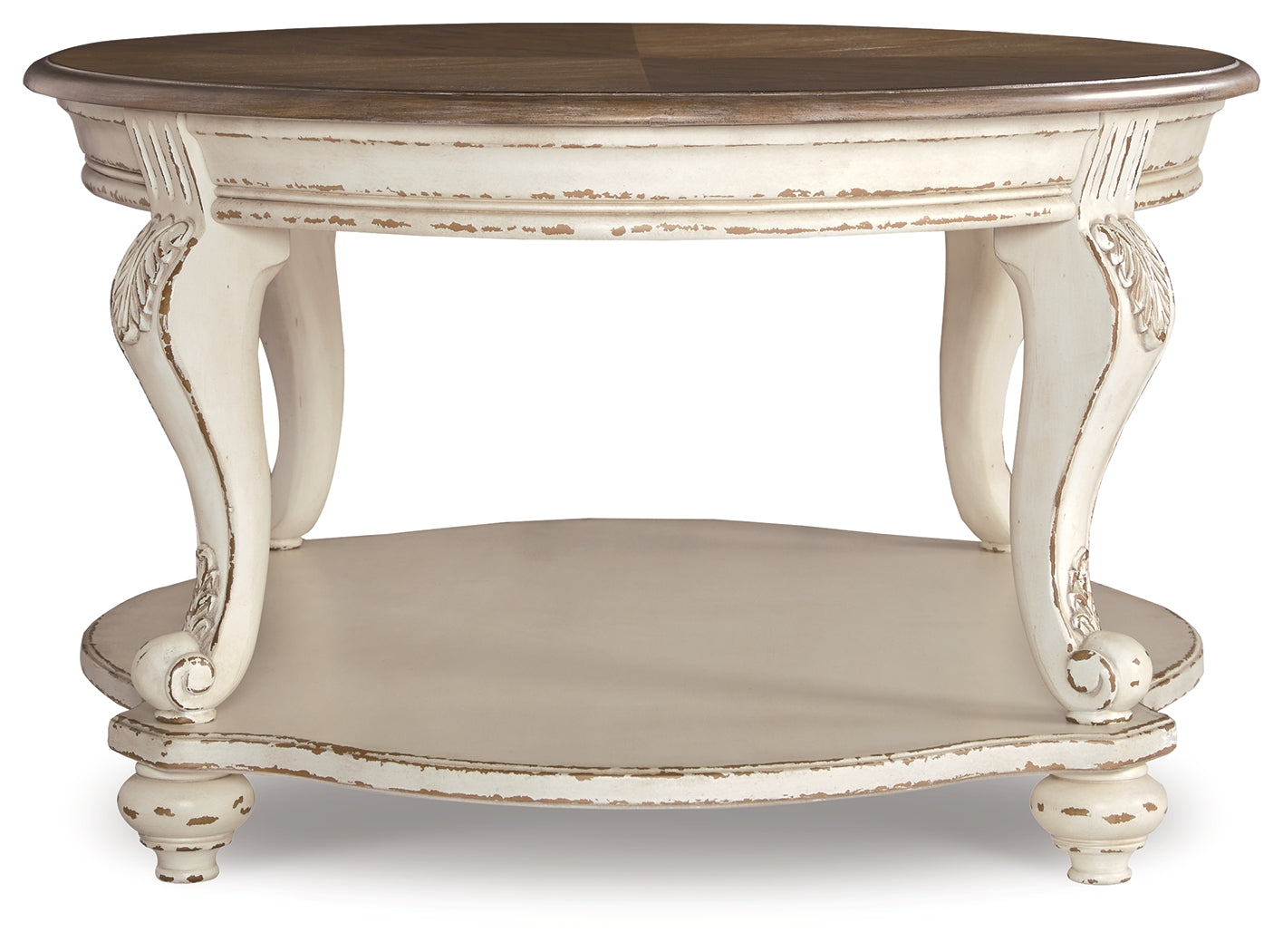 Realyn White/Brown Oval Coffee Table - Ornate Home