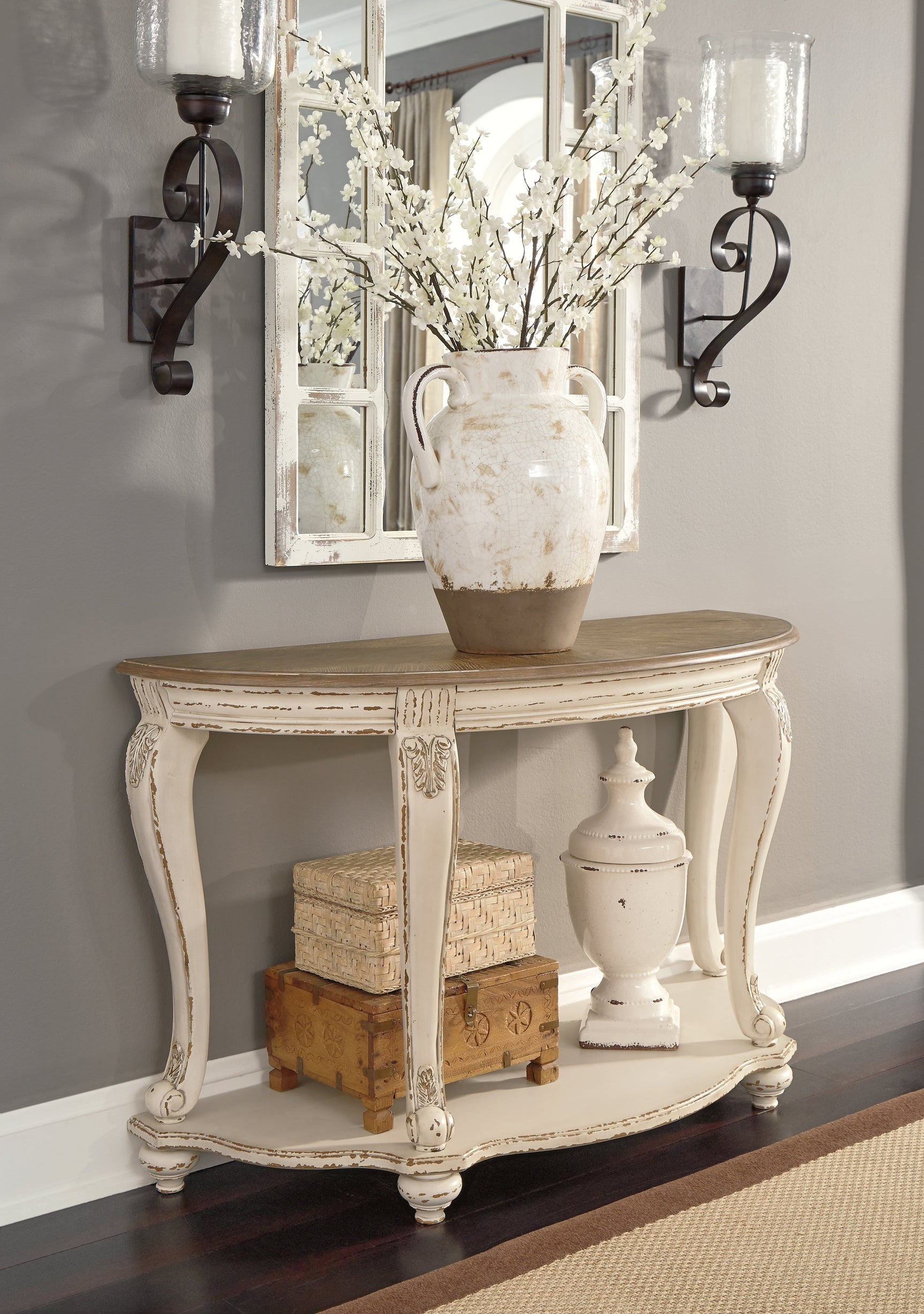 Realyn White/Brown Sofa Table (Online Special Price) - Ornate Home