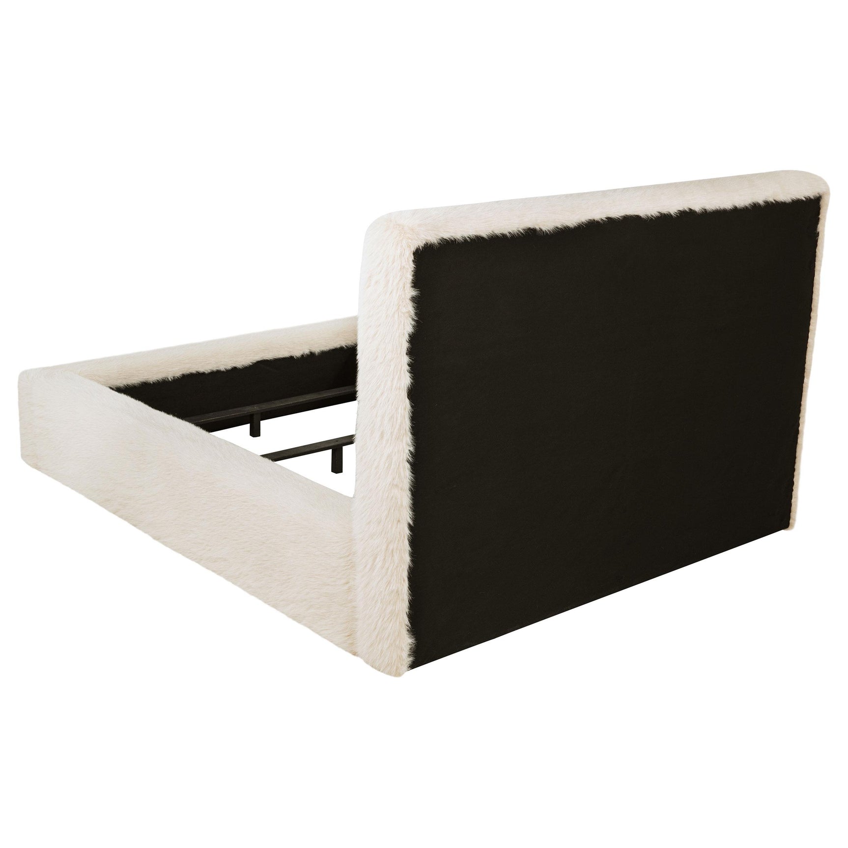 Rebecca Cream Faux Fur Upholstered Eastern King Bed - Ornate Home