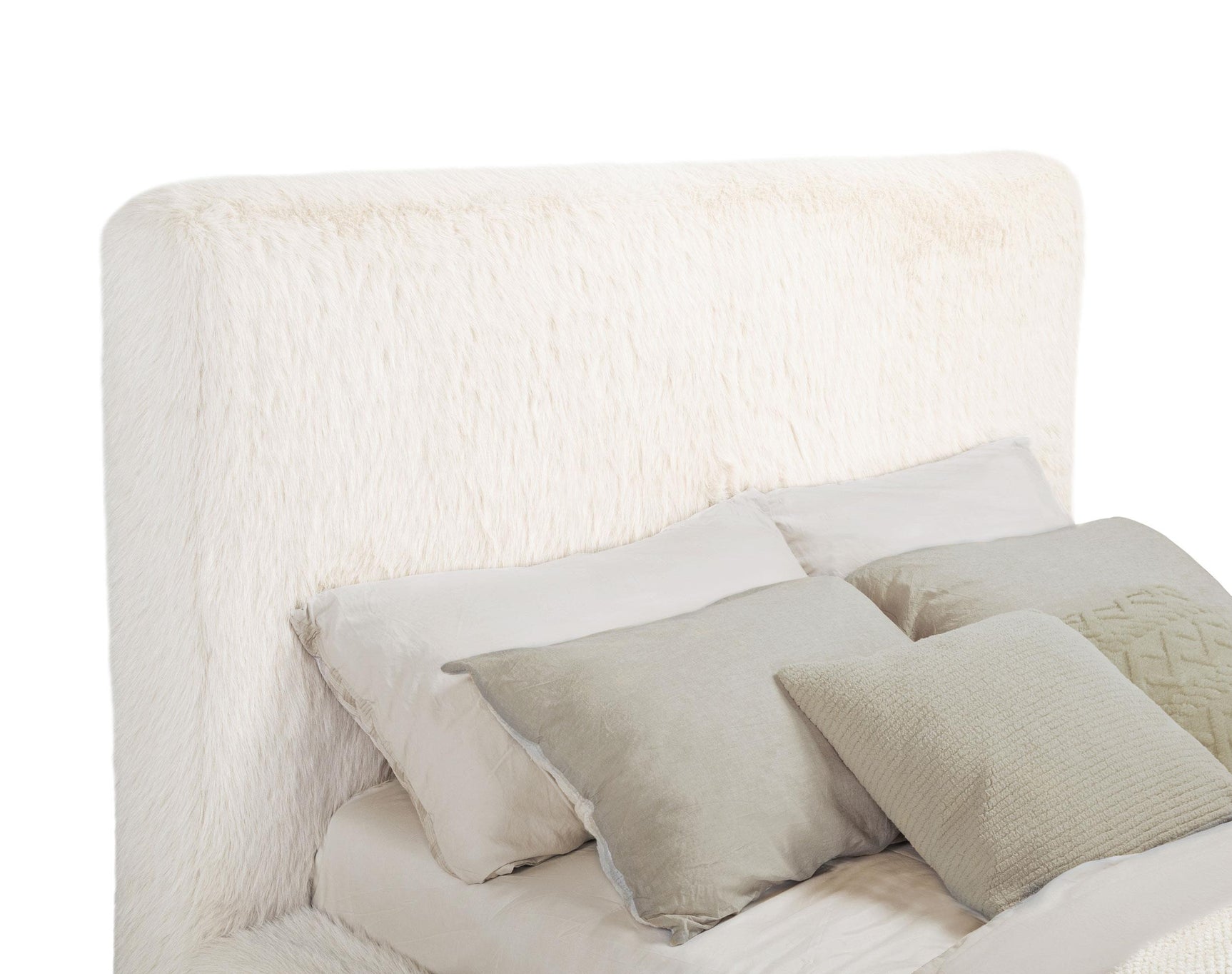 Rebecca Cream Faux Fur Upholstered Queen Bed - Ornate Home