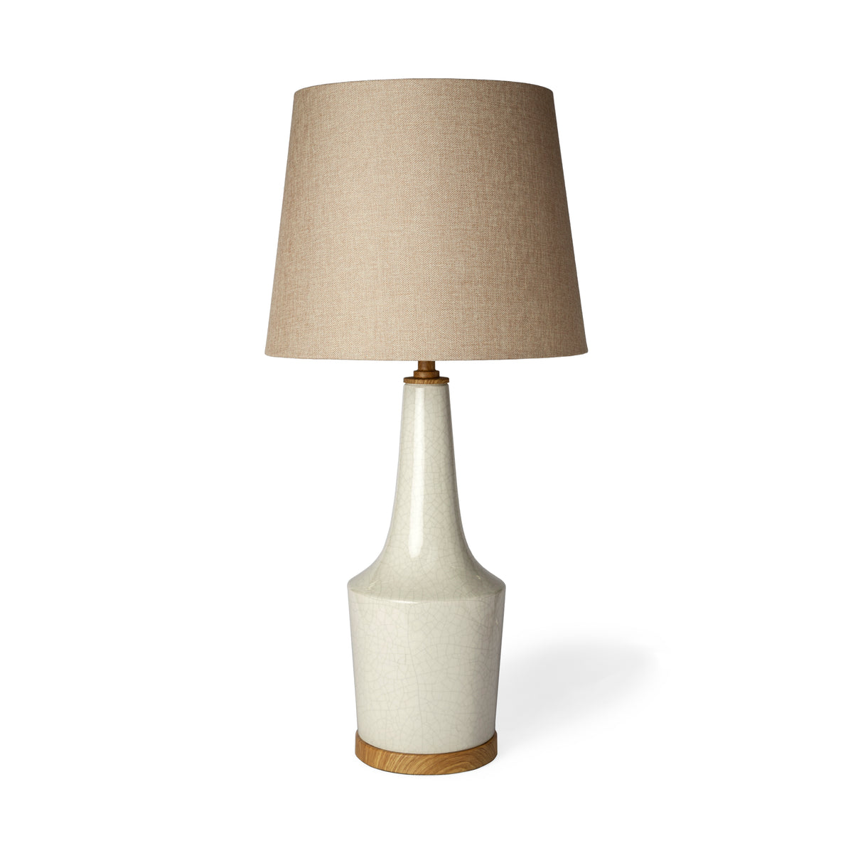 Rebecca White Crackled Ceramic Base Wood Accent Table Lamp