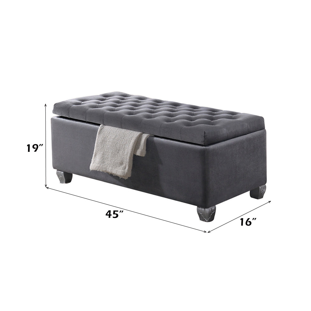 Rebekah Gray Velvet Storage Bench - Ornate Home