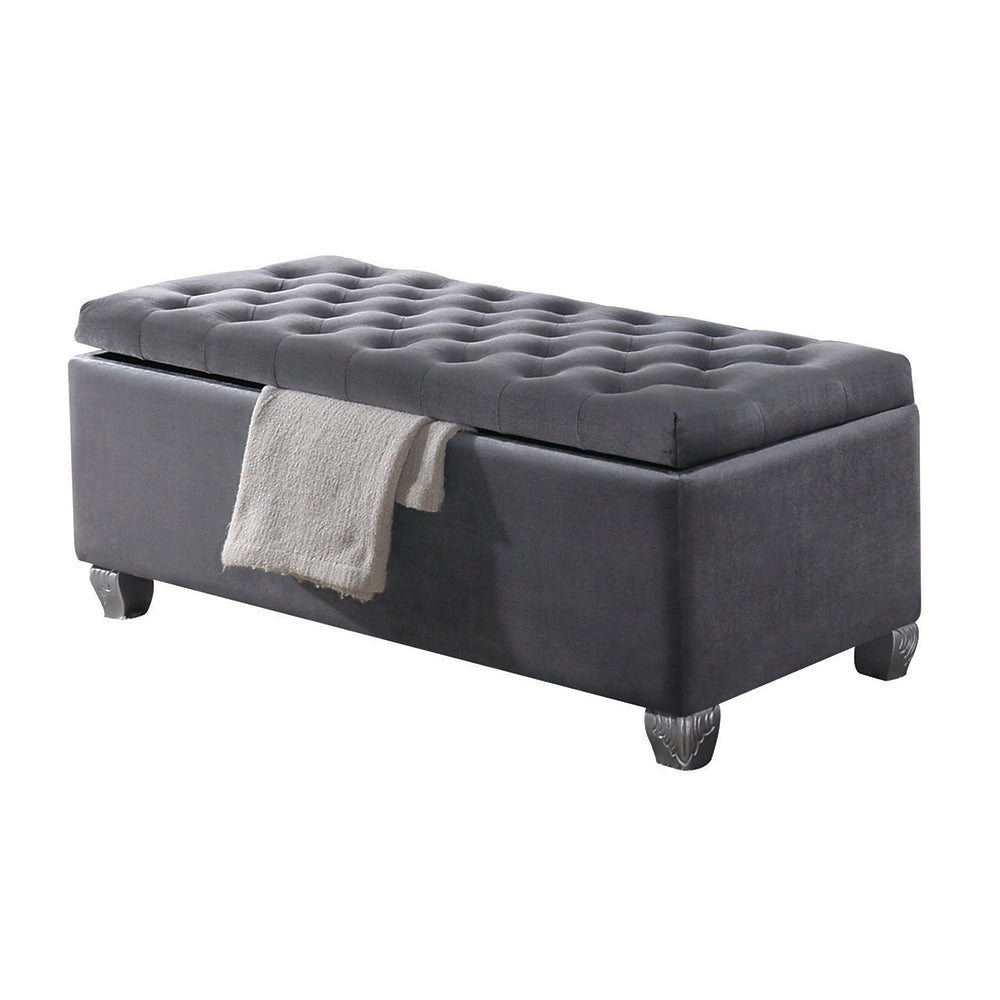 Rebekah Gray Velvet Storage Bench - Ornate Home