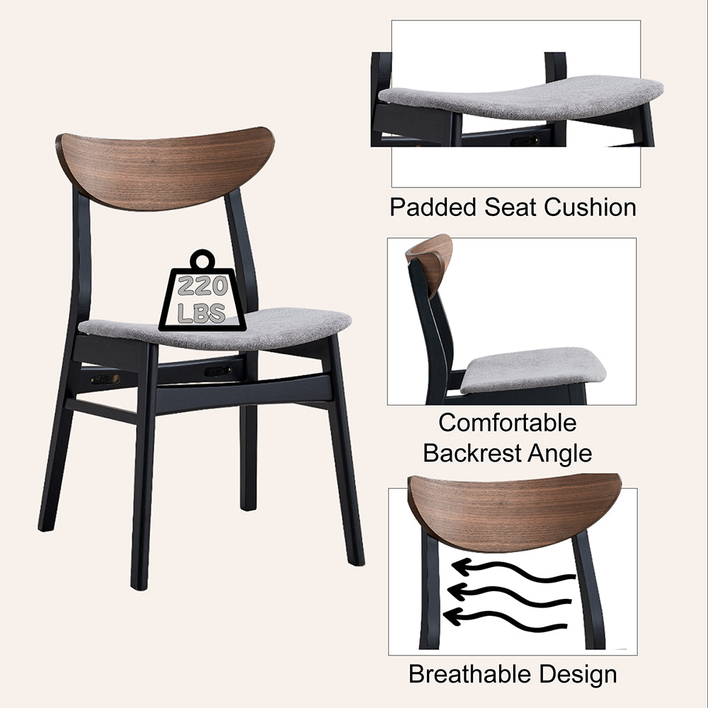 Rebi Gray Linen & Walnut & Black Side Chair (Set of 2) - Ornate Home