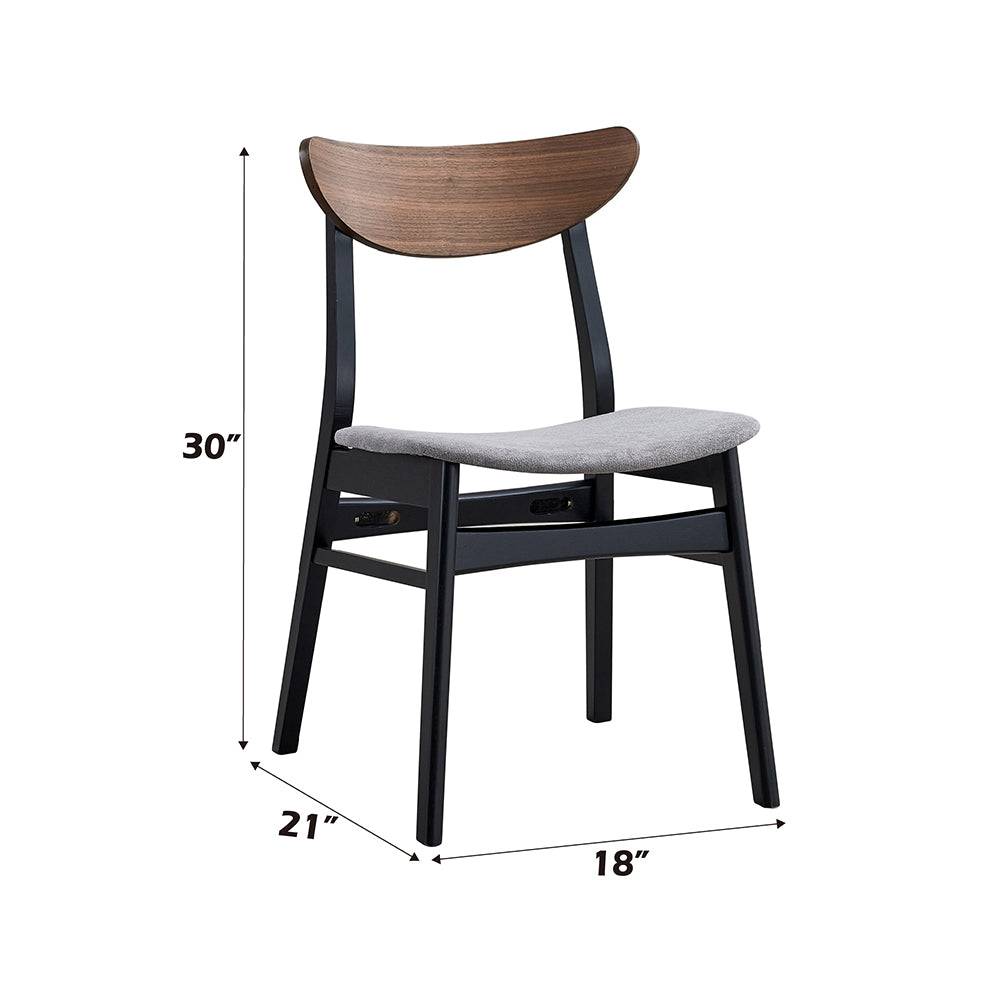 Rebi Gray Linen & Walnut & Black Side Chair (Set of 2) - Ornate Home