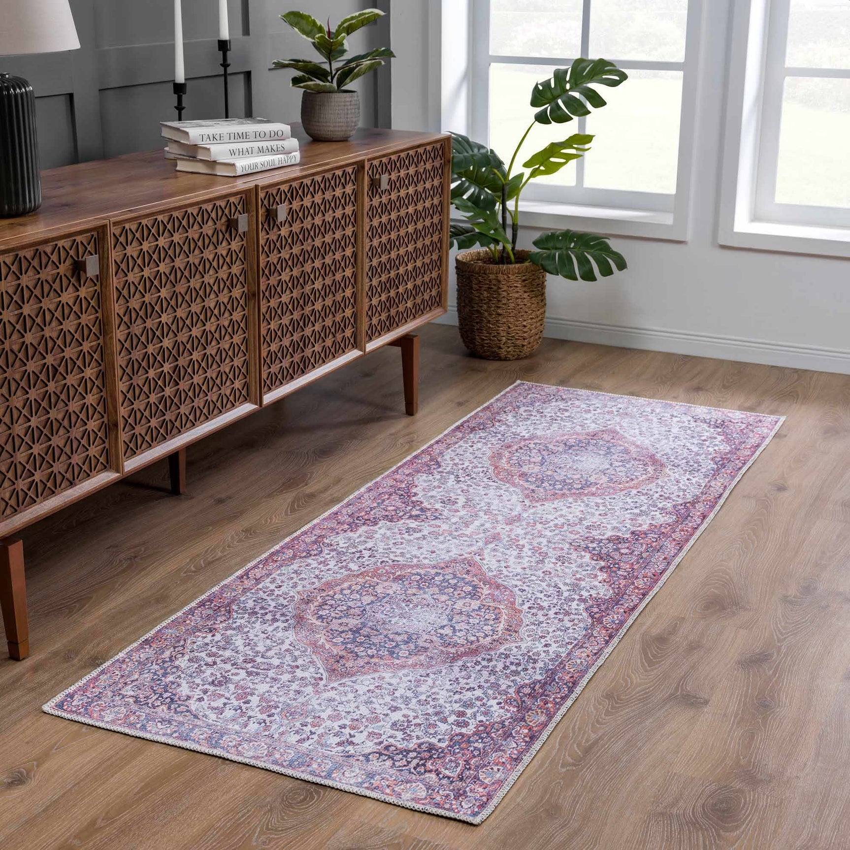 Red Cael Tumble Dry Washable Rug - Clearance - Ornate Home