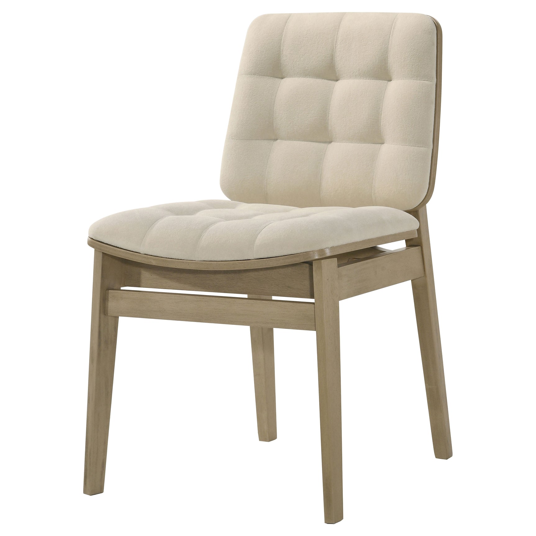 Redbridge Cream/Natural Oak Velvet Upholstered Side Chair (Set of 2) - Ornate Home